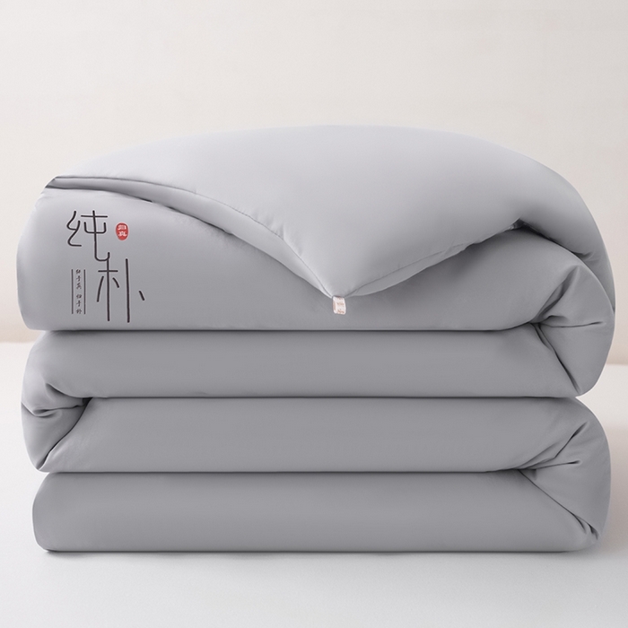 91家纺网 家纺一手货源 找家纺 爱宝被业 2025新款纯朴A类亲肤棉大豆被 纯朴-灰