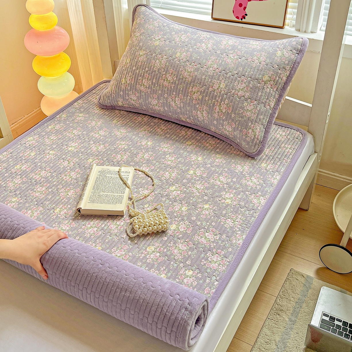 91家纺网 家纺一手货源 找家纺 （总）恒尚居 2025新款纯棉牛奶绒学生床垫 双面两用夹棉床单床垫-秋冬款四季通用-系列一