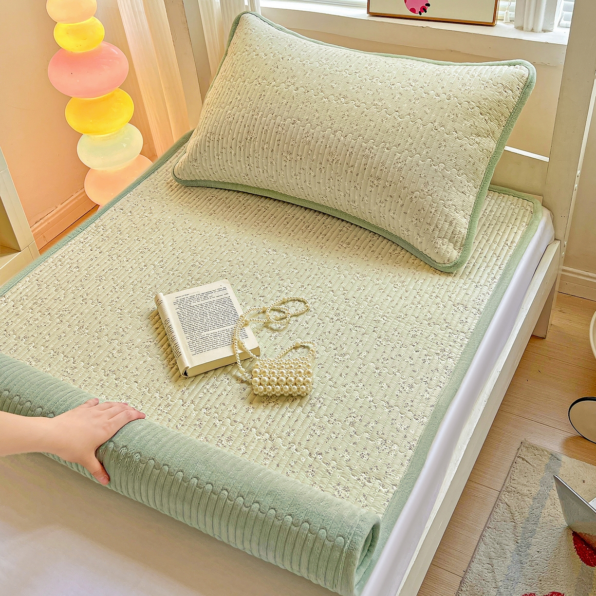 91家纺网 家纺一手货源 找家纺 （总）恒尚居 2025新款纯棉牛奶绒学生床垫 双面两用夹棉床单床垫-秋冬款四季通用-系列一