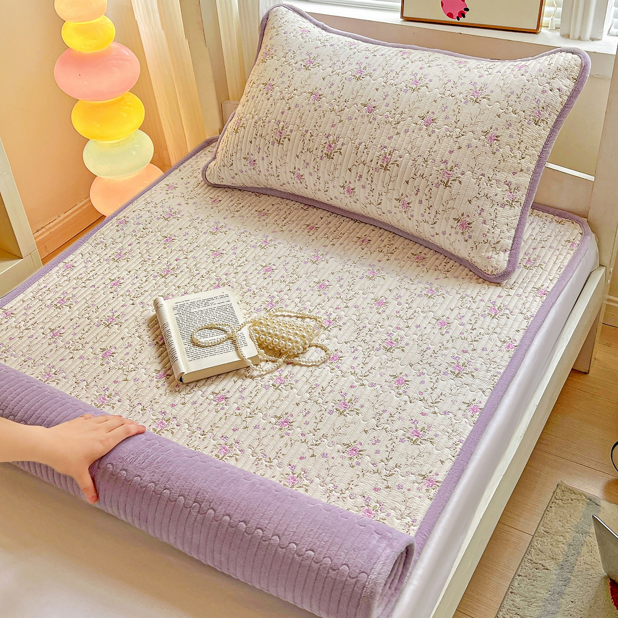 91家纺网 家纺一手货源 找家纺 （总）恒尚居 2025新款纯棉牛奶绒学生床垫 双面两用夹棉床单床垫-秋冬款四季通用-系列一