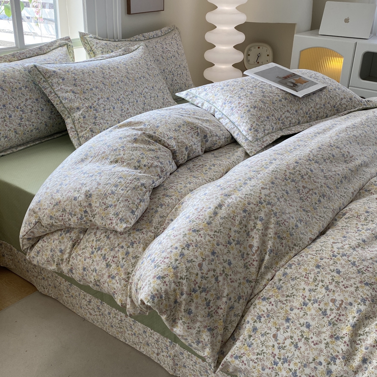 91家纺网 家纺一手货源 找家纺 纽维斯 2025新款140g高克重仿全棉40S精梳棉磨毛四件套 沉香花影