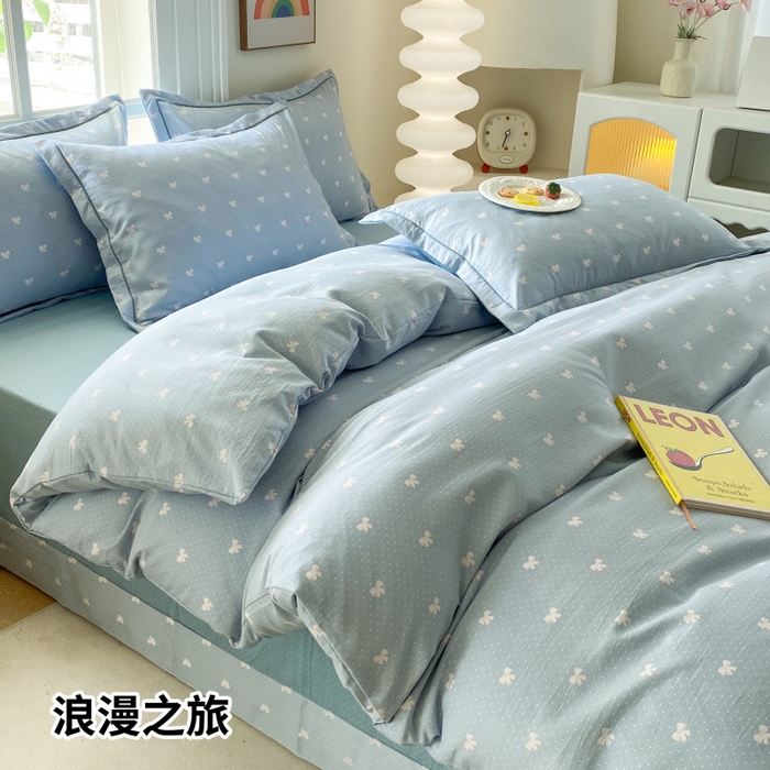 纽维斯 2025新款140g高克重仿全棉40S精梳棉磨毛四件套 浪漫之旅