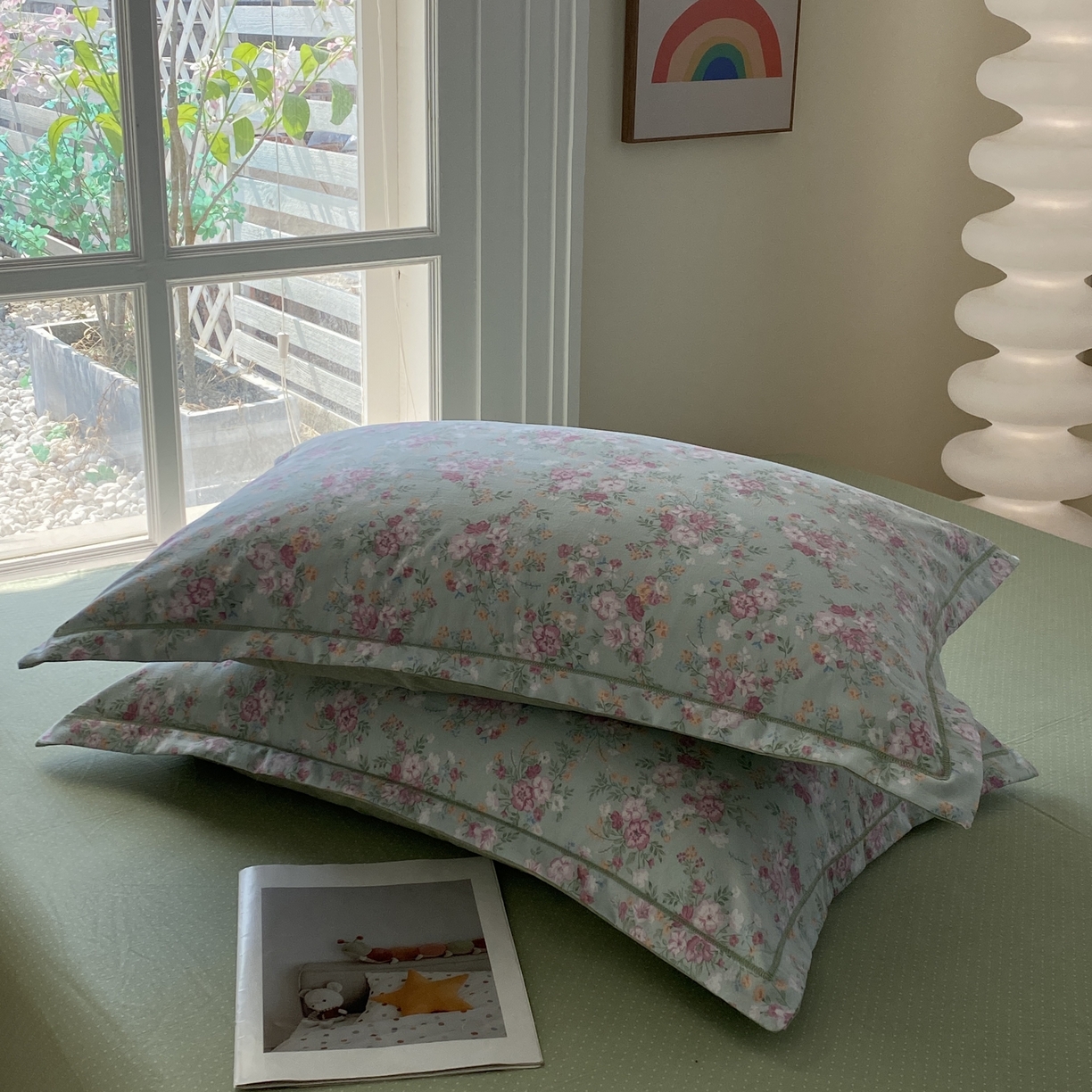 91家纺网 家纺一手货源 找家纺 纽维斯 2025新款140g高克重仿全棉40S精梳棉磨毛四件套 梦若菲（绿）