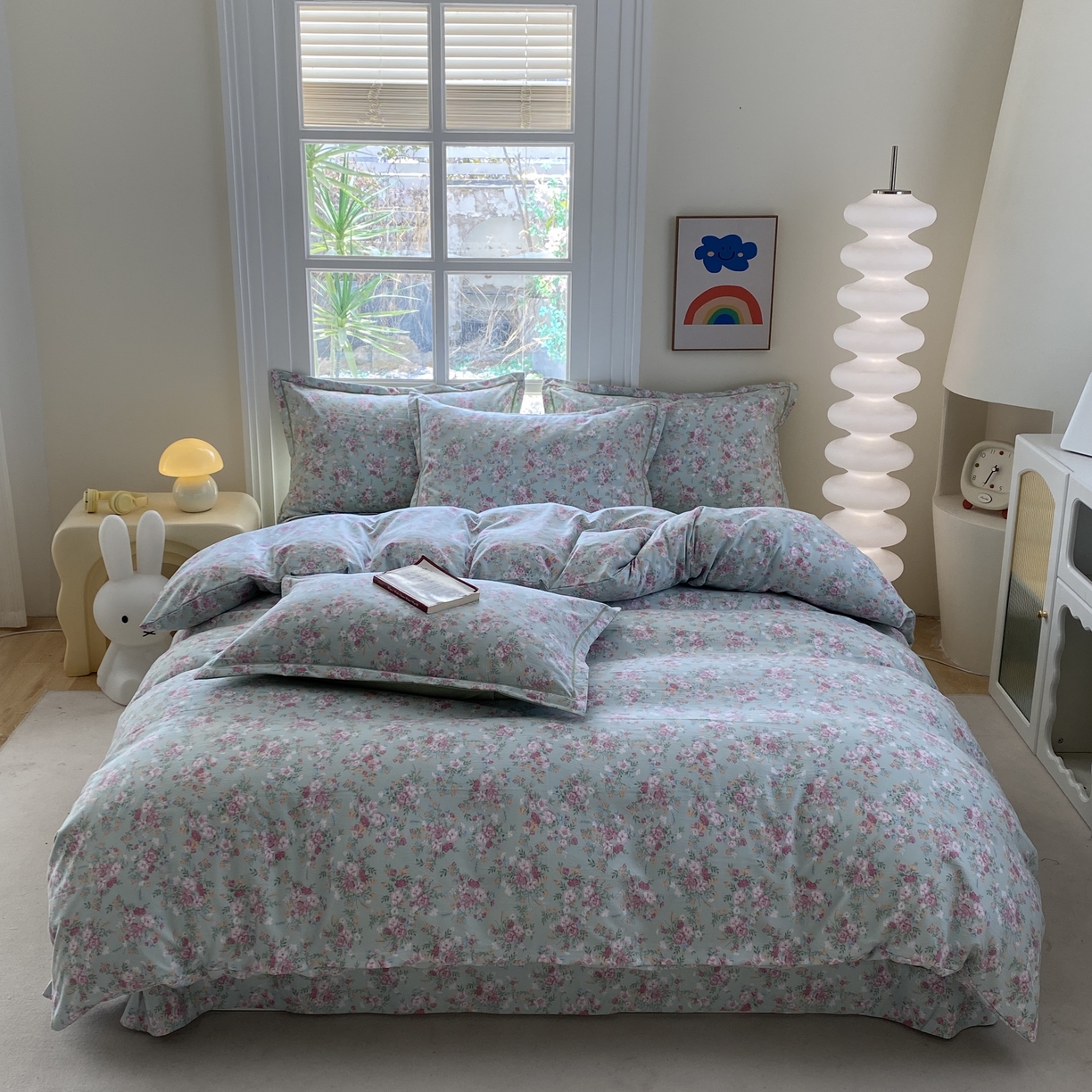 91家纺网 家纺一手货源 找家纺 纽维斯 2025新款140g高克重仿全棉40S精梳棉磨毛四件套 梦若菲（绿）