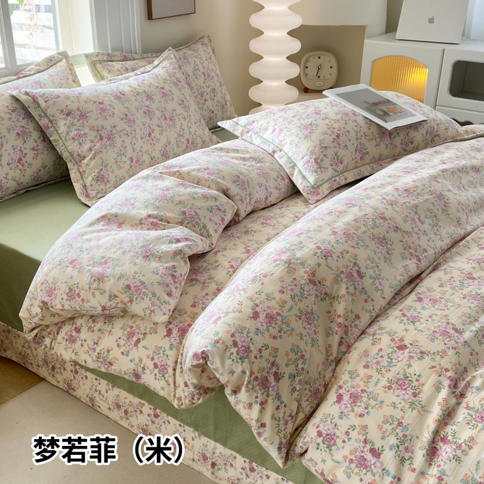 纽维斯 2025新款140g高克重仿全棉40S精梳棉磨毛四件套 梦若菲（米）