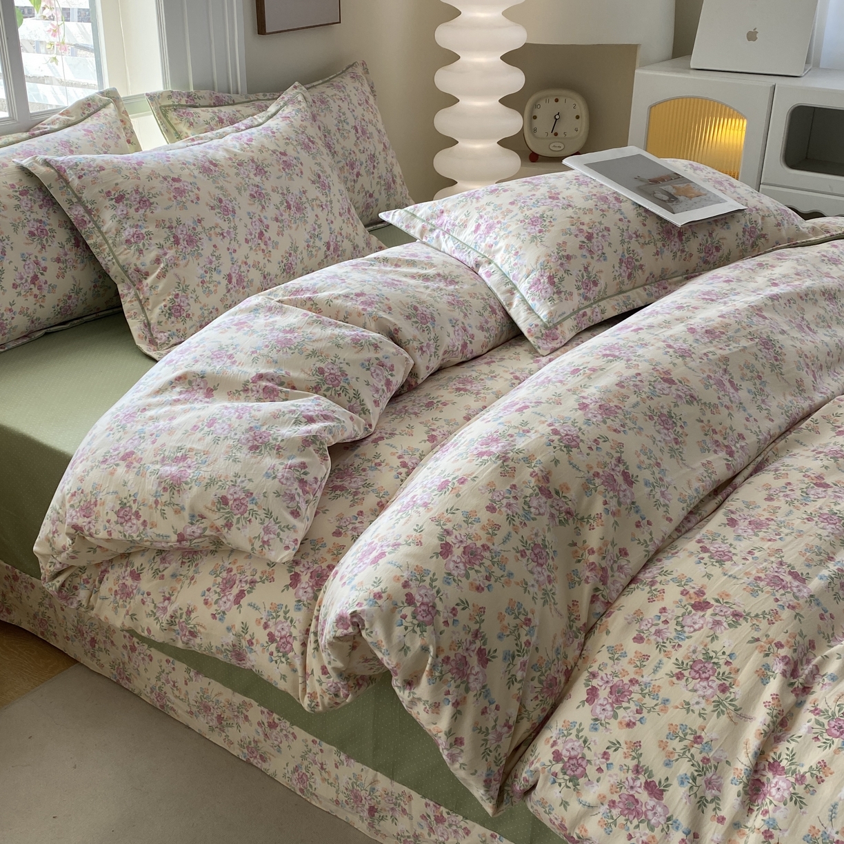 91家纺网 家纺一手货源 找家纺 纽维斯 2025新款140g高克重仿全棉40S精梳棉磨毛四件套 梦若菲（米）