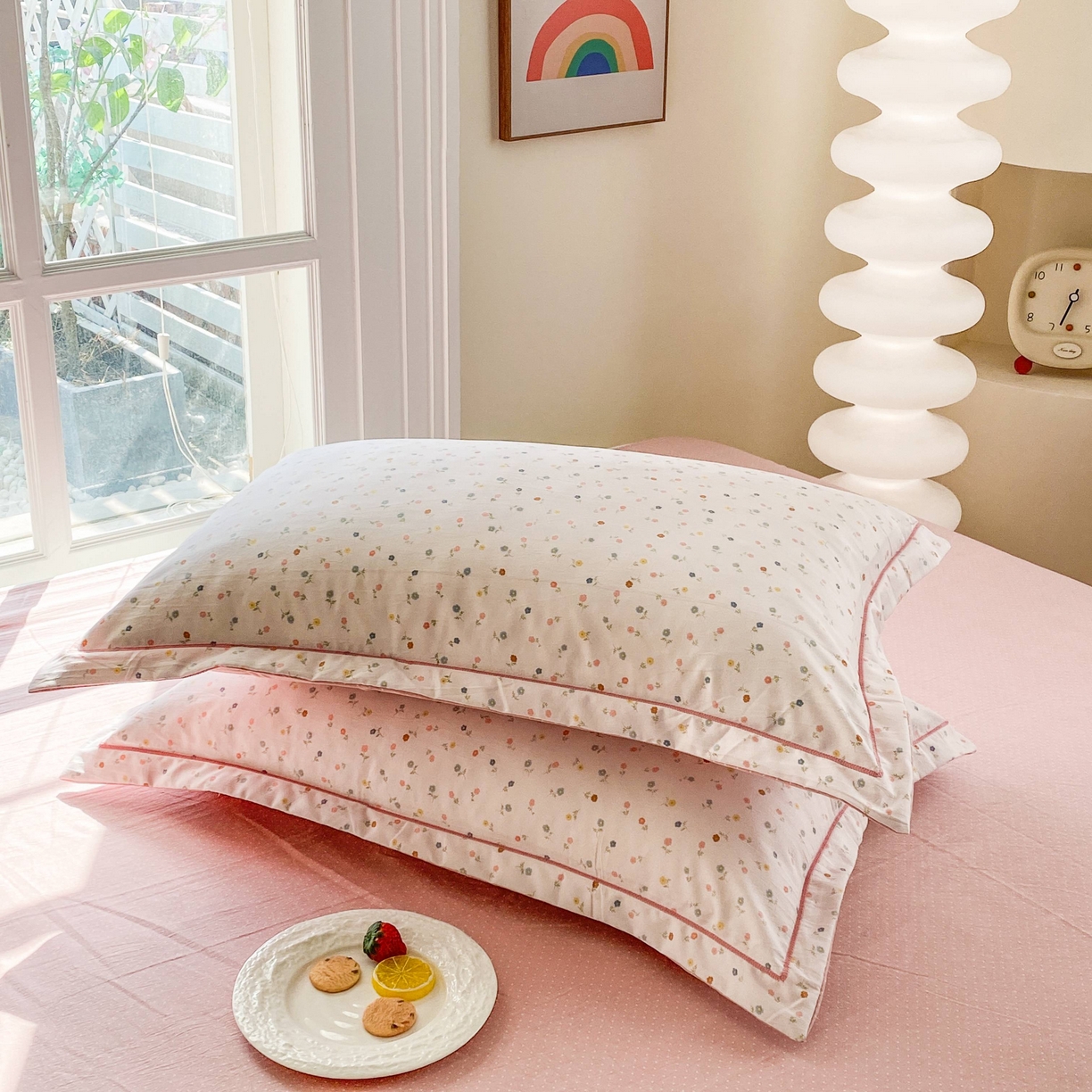 91家纺网 家纺一手货源 找家纺 纽维斯 2025新款140g高克重仿全棉40S精梳棉磨毛四件套 随想（粉）