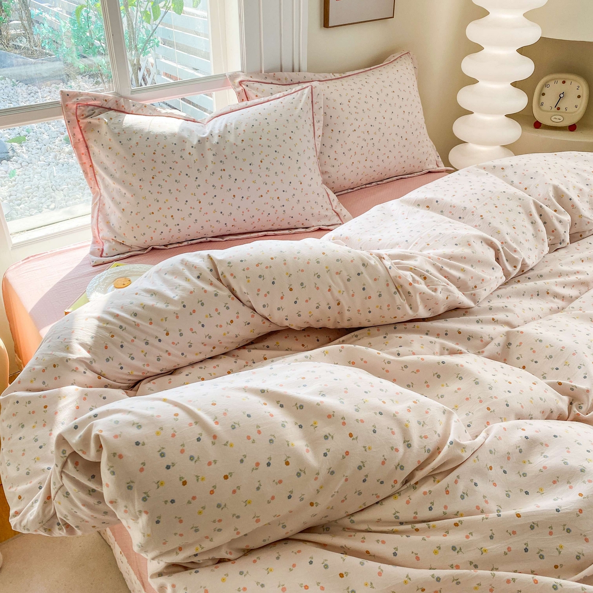 91家纺网 家纺一手货源 找家纺 纽维斯 2025新款140g高克重仿全棉40S精梳棉磨毛四件套 随想（粉）