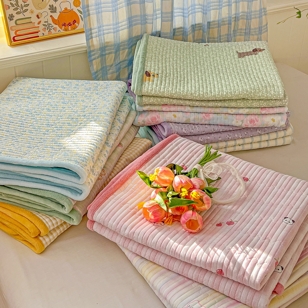 恒尚居 2025新款纯棉牛奶绒学生床垫 双面两用夹棉床单床垫-秋冬款四季通用-系列一 组合图仅供参考