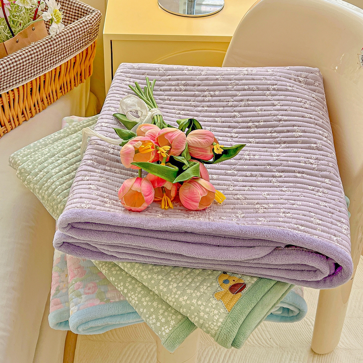 91家纺网 家纺一手货源 找家纺 恒尚居 2025新款纯棉牛奶绒学生床垫 双面两用夹棉床单床垫-秋冬款四季通用-系列一 组合图仅供参考