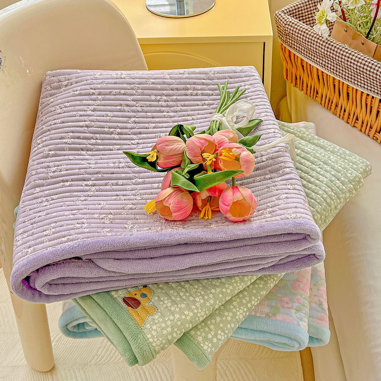 91家纺网 家纺一手货源 找家纺 恒尚居 2025新款纯棉牛奶绒学生床垫 双面两用夹棉床单床垫-秋冬款四季通用-系列一 组合图仅供参考