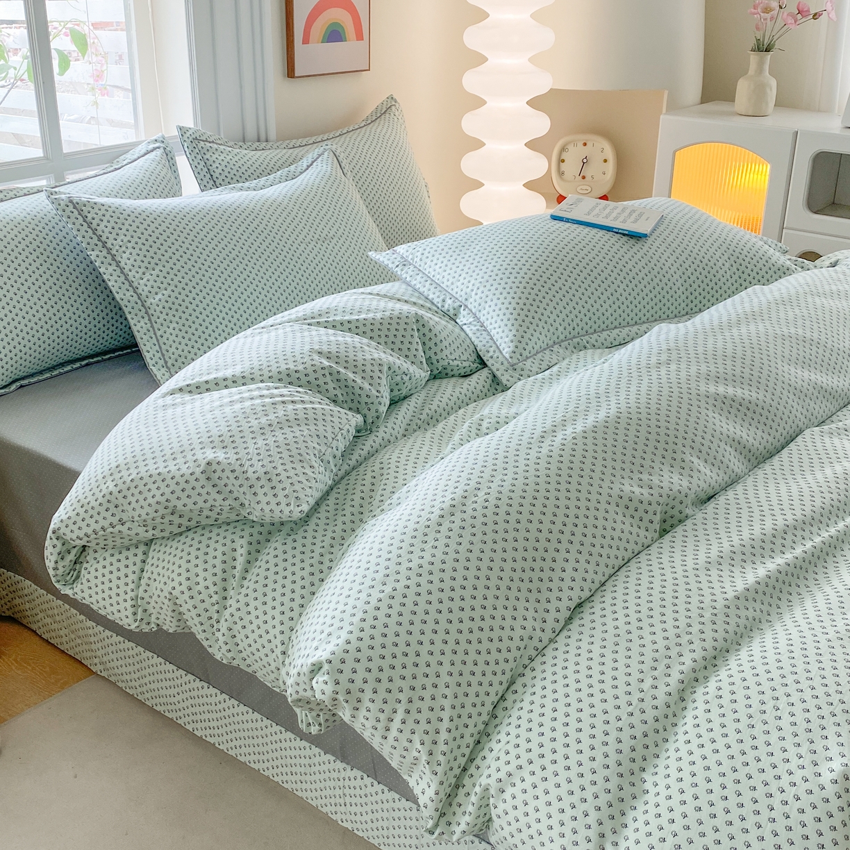 91家纺网 家纺一手货源 找家纺 纽维斯 2025新款140g高克重仿全棉40S精梳棉磨毛四件套 粤微丽雅绿