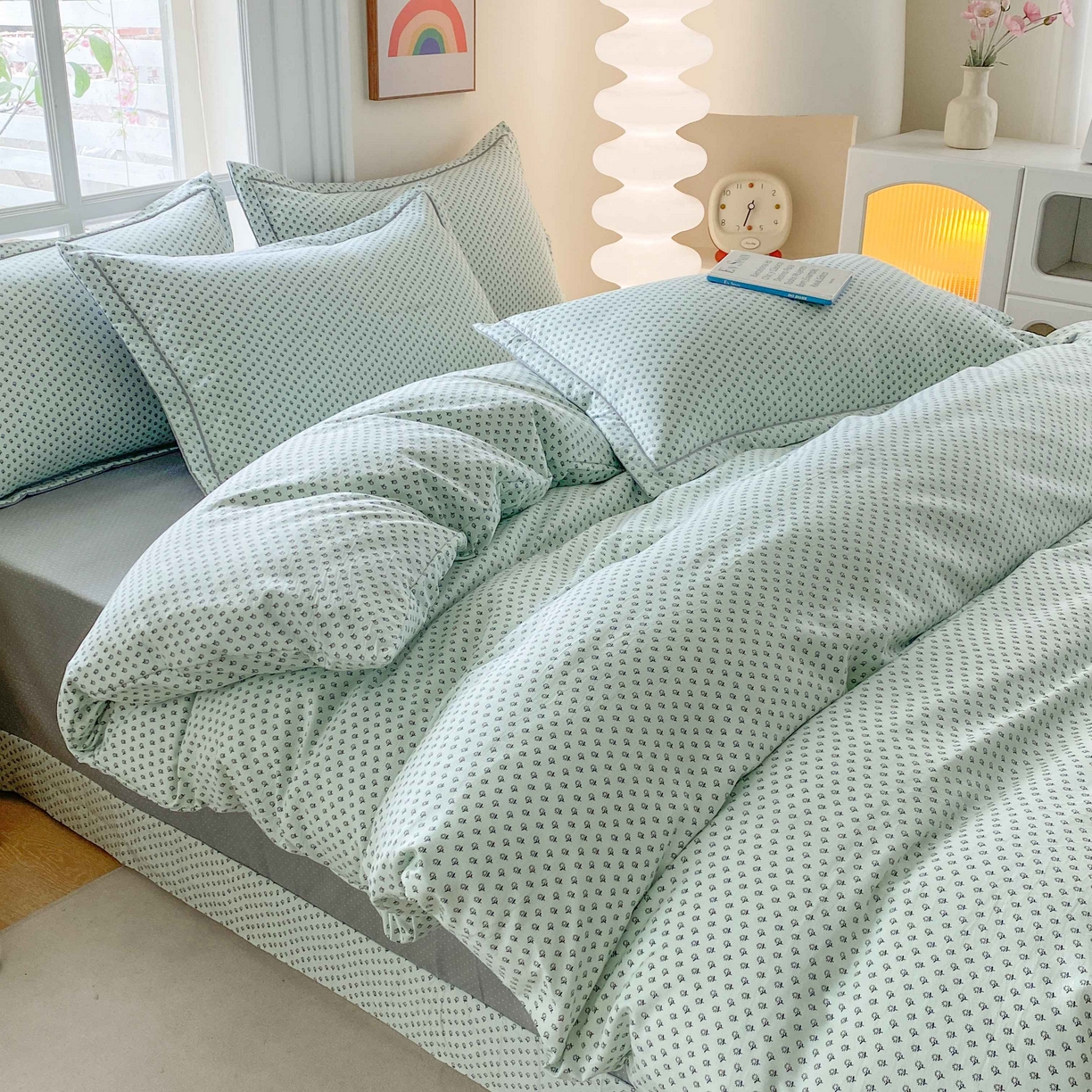 91家纺网 家纺一手货源 找家纺 纽维斯 2025新款140g高克重仿全棉40S精梳棉磨毛四件套 粤微丽雅绿