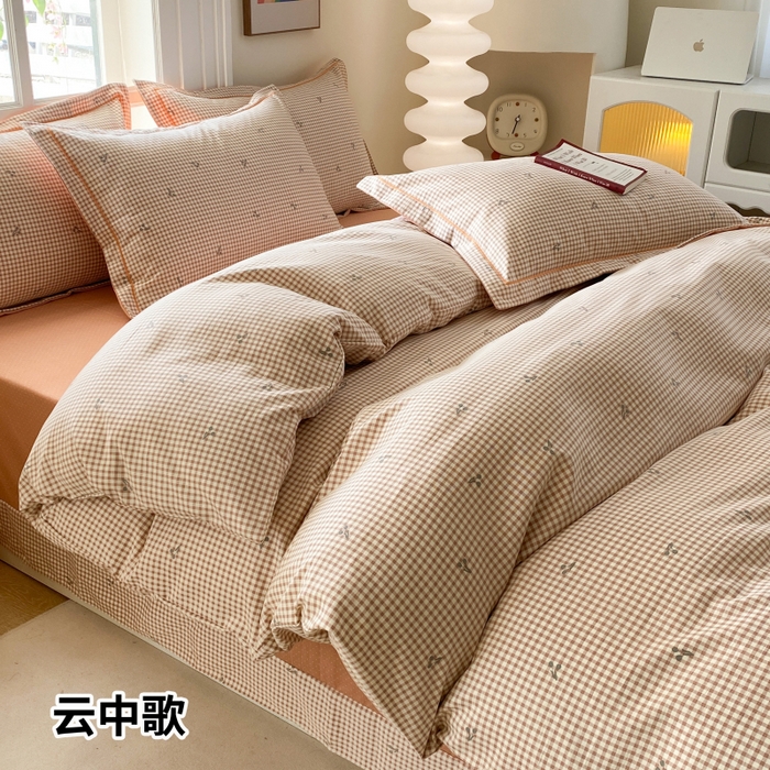 纽维斯 2025新款140g高克重仿全棉40S精梳棉磨毛四件套 云中歌