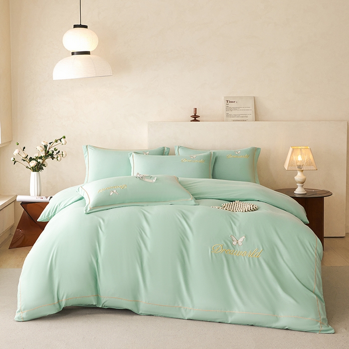 91家纺网 家纺一手货源 找家纺 （总）纽维斯 2025新款水洗棉云朵棉纯色双拼磨毛四件套