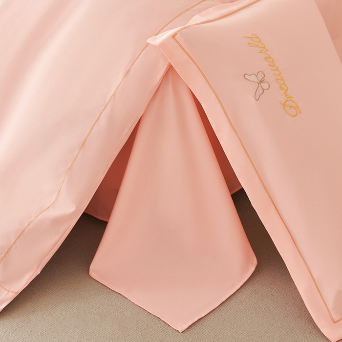 91家纺网 家纺一手货源 找家纺 纽维斯 2025新款水洗棉云朵棉刺绣宽边绣花磨毛四件套-小晴天系列 小晴天-玉色