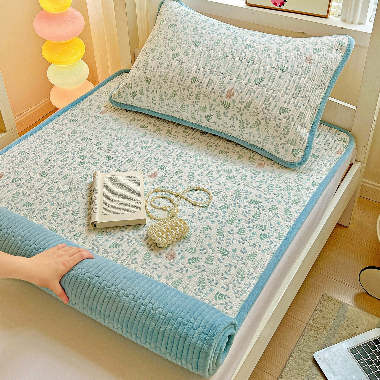 恒尚居 2025新款纯棉牛奶绒学生床垫 双面两用夹棉床单床垫-秋冬款四季通用-系列一 【绿野仙踪】A纯棉-B牛奶绒