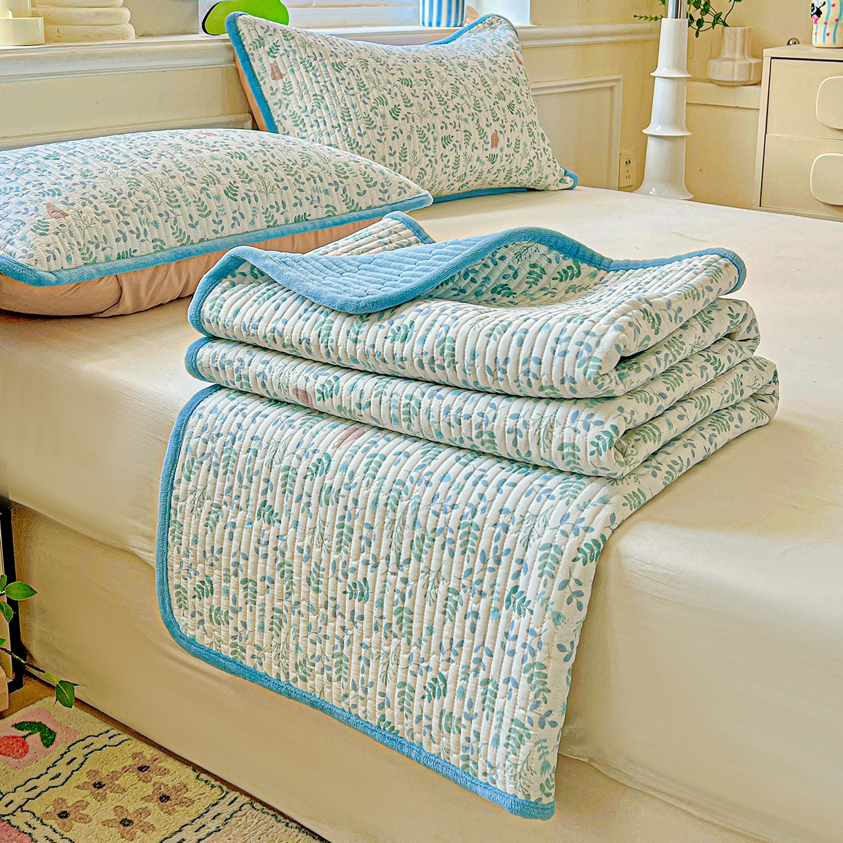 91家纺网 家纺一手货源 找家纺 恒尚居 2025新款纯棉牛奶绒学生床垫 双面两用夹棉床单床垫-秋冬款四季通用-系列一 【绿野仙踪】A纯棉-B牛奶绒