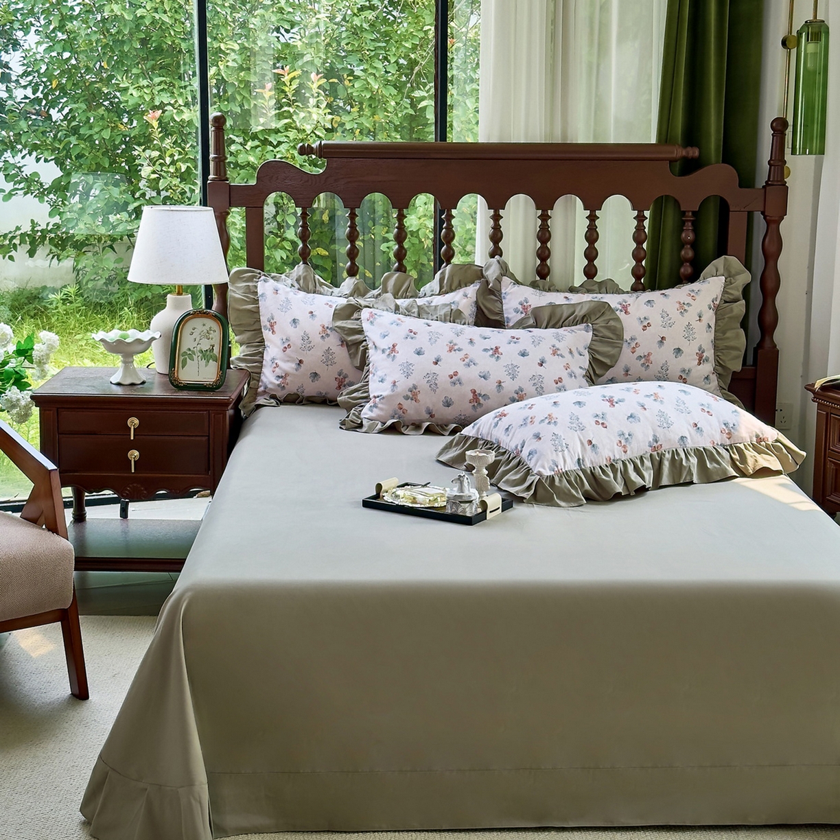 91家纺网 家纺一手货源 找家纺 （总）未来家居 2025秋冬新款全棉法式花边款磨毛四件套