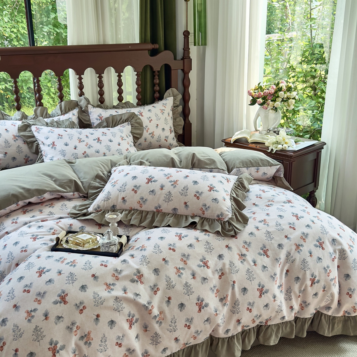 91家纺网 家纺一手货源 找家纺 （总）未来家居 2025秋冬新款全棉法式花边款磨毛四件套