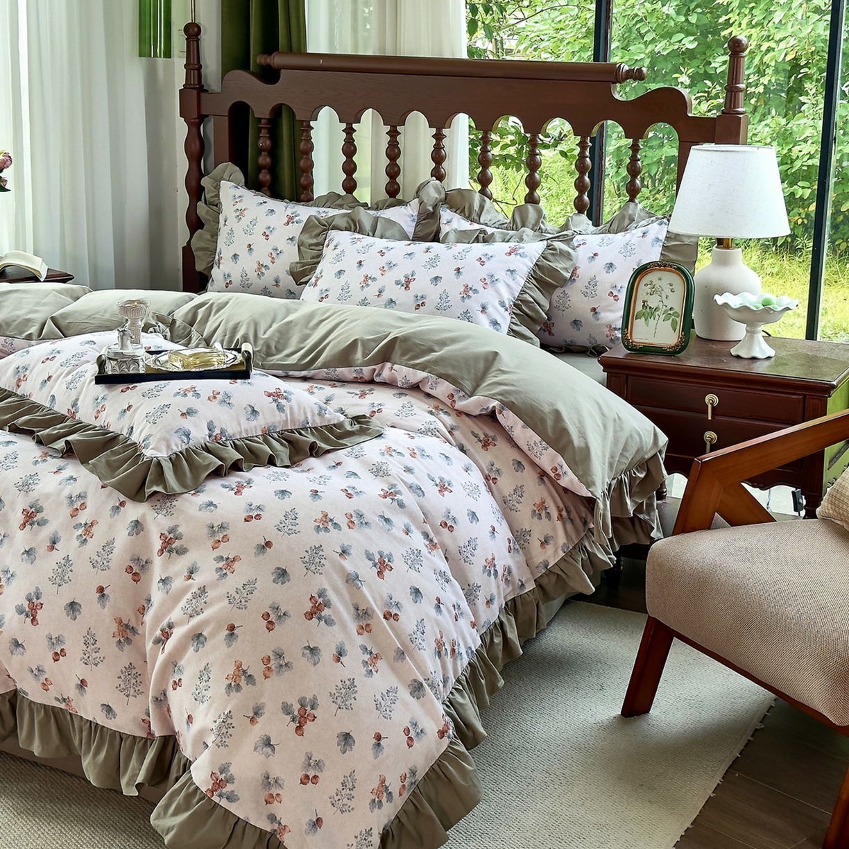 91家纺网 家纺一手货源 找家纺 （总）未来家居 2025秋冬新款全棉法式花边款磨毛四件套