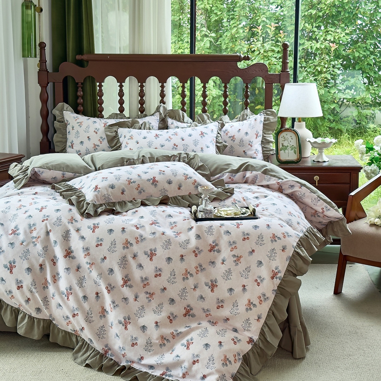 91家纺网 家纺一手货源 找家纺 （总）未来家居 2025秋冬新款全棉法式花边款磨毛四件套