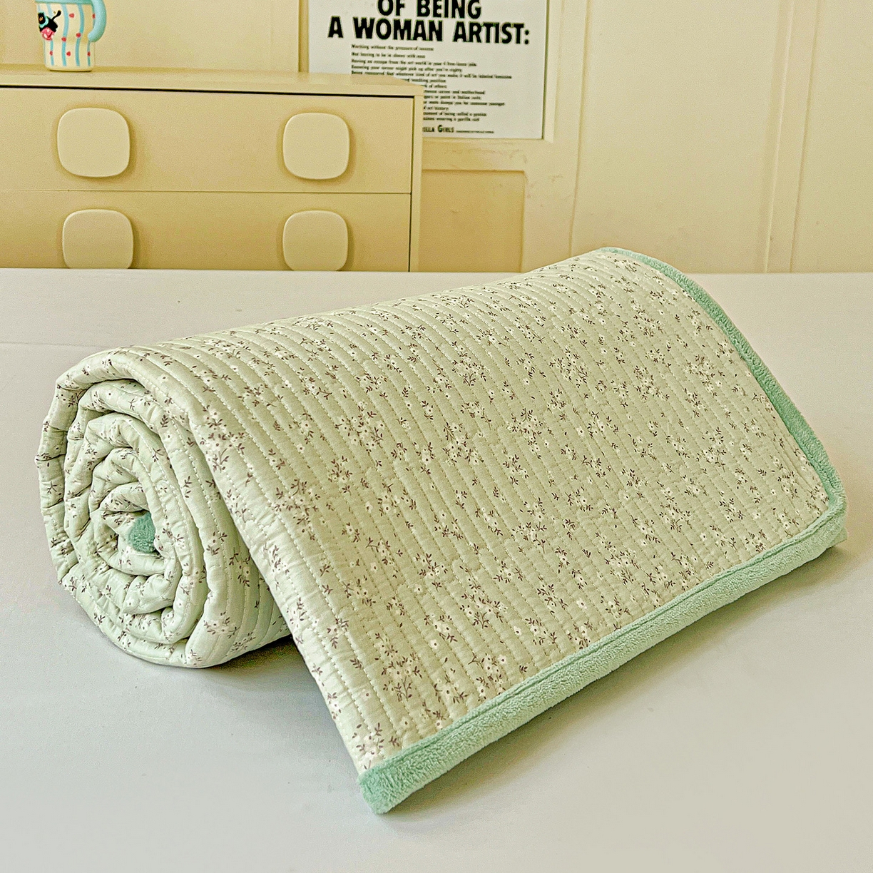 91家纺网 家纺一手货源 找家纺 恒尚居 2025新款纯棉牛奶绒学生床垫 双面两用夹棉床单床垫-秋冬款四季通用-系列一 【如画】A纯棉-B牛奶绒