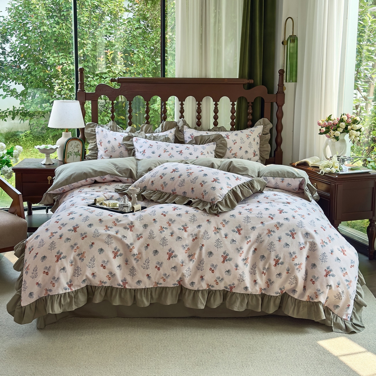 91家纺网 家纺一手货源 找家纺 （总）未来家居 2025秋冬新款全棉法式花边款磨毛四件套