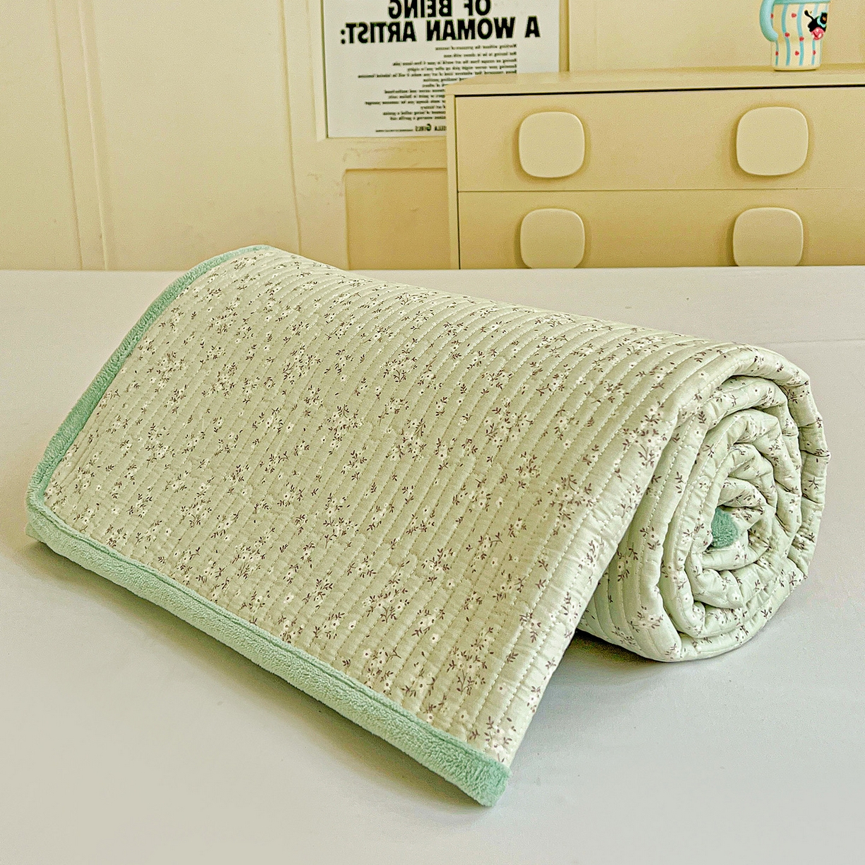 91家纺网 家纺一手货源 找家纺 恒尚居 2025新款纯棉牛奶绒学生床垫 双面两用夹棉床单床垫-秋冬款四季通用-系列一 【如画】A纯棉-B牛奶绒