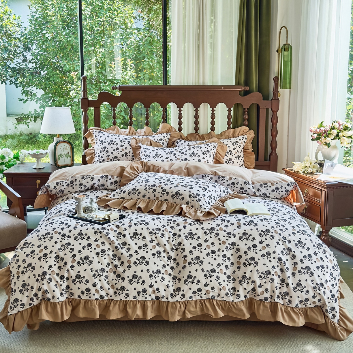 91家纺网 家纺一手货源 找家纺 （总）未来家居 2025秋冬新款全棉法式花边款磨毛四件套