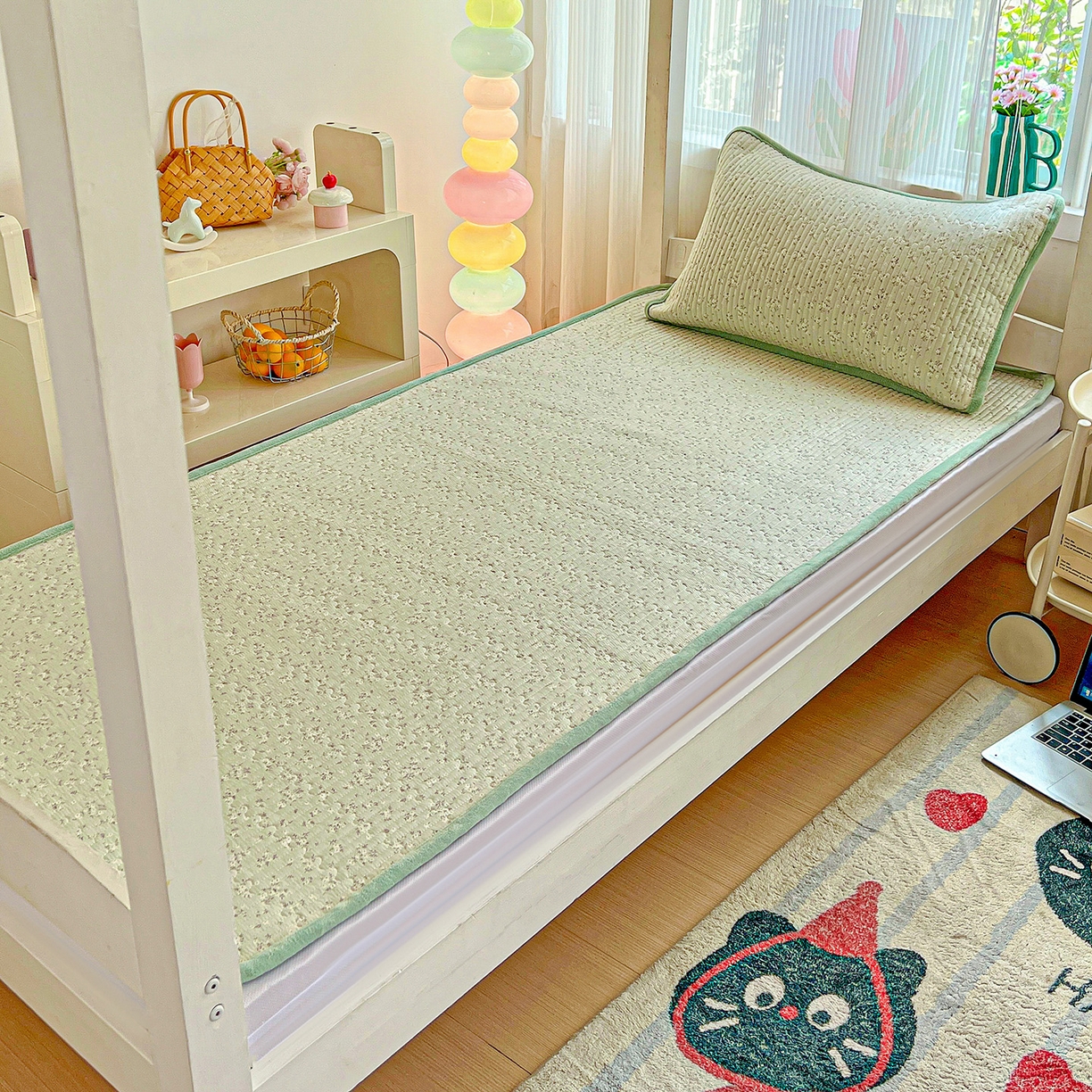 91家纺网 家纺一手货源 找家纺 恒尚居 2025新款纯棉牛奶绒学生床垫 双面两用夹棉床单床垫-秋冬款四季通用-系列一 【如画】A纯棉-B牛奶绒