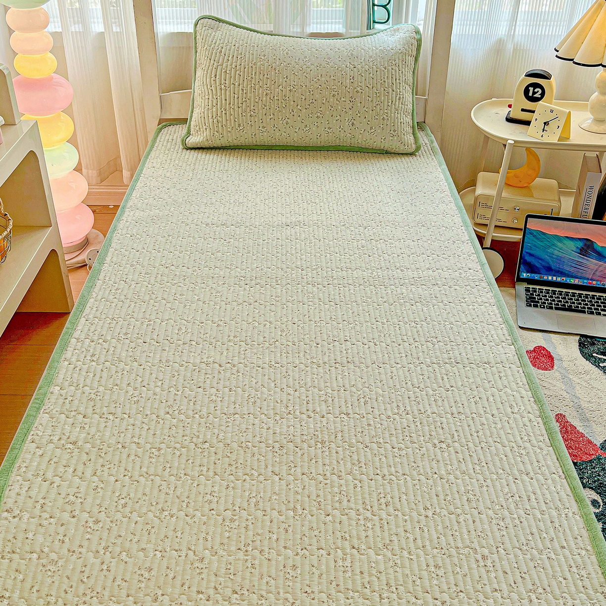 91家纺网 家纺一手货源 找家纺 恒尚居 2025新款纯棉牛奶绒学生床垫 双面两用夹棉床单床垫-秋冬款四季通用-系列一 【如画】A纯棉-B牛奶绒