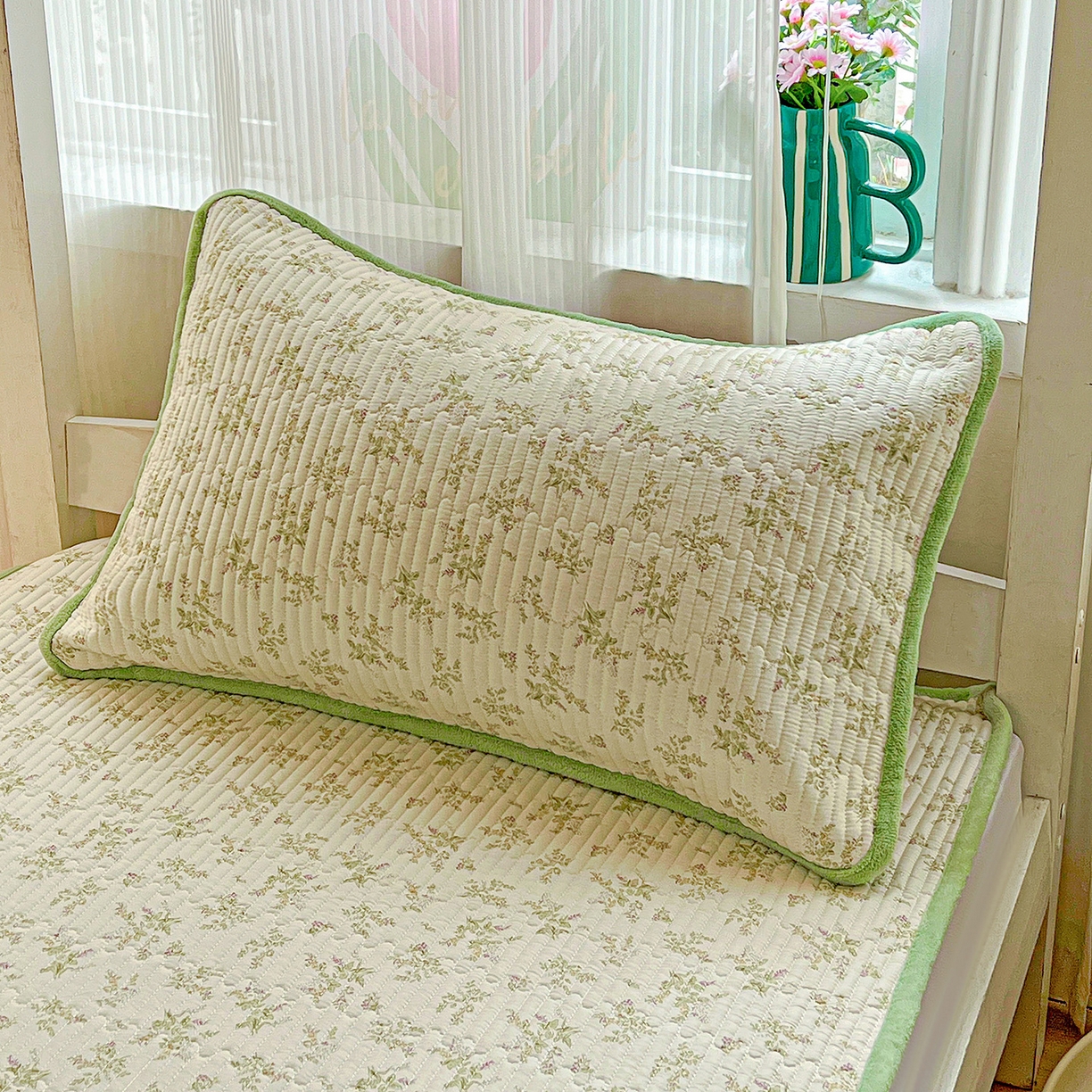 91家纺网 家纺一手货源 找家纺 恒尚居 2025新款纯棉牛奶绒学生床垫 双面两用夹棉床单床垫-秋冬款四季通用-系列一 【香草园】A纯棉-B牛奶绒