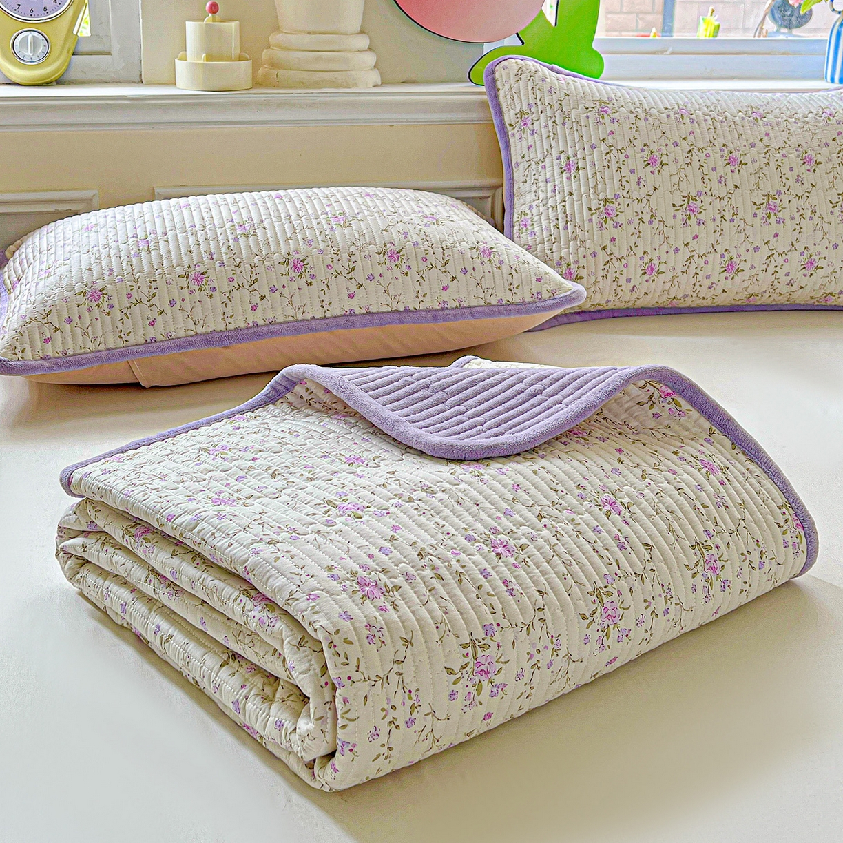 91家纺网 家纺一手货源 找家纺 恒尚居 2025新款纯棉牛奶绒学生床垫 双面两用夹棉床单床垫-秋冬款四季通用-系列一 【熏衣紫】A纯棉-B牛奶绒