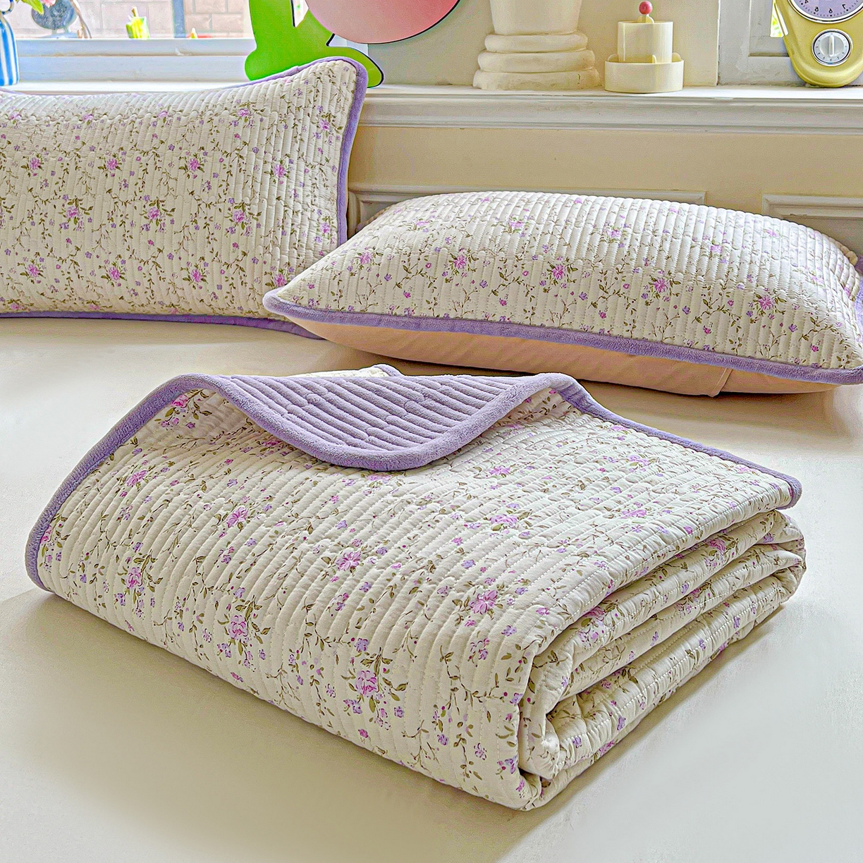 91家纺网 家纺一手货源 找家纺 恒尚居 2025新款纯棉牛奶绒学生床垫 双面两用夹棉床单床垫-秋冬款四季通用-系列一 【熏衣紫】A纯棉-B牛奶绒