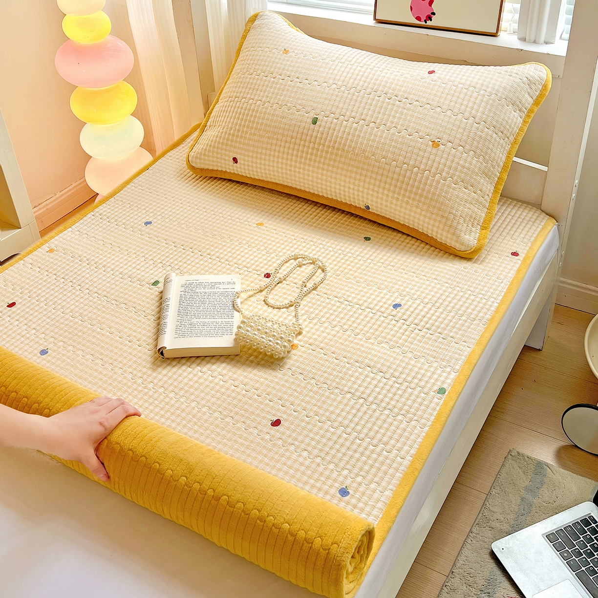 恒尚居 2025新款纯棉牛奶绒学生床垫 双面两用夹棉床单床垫-秋冬款四季通用-系列一 【雨果】A纯棉-B牛奶绒