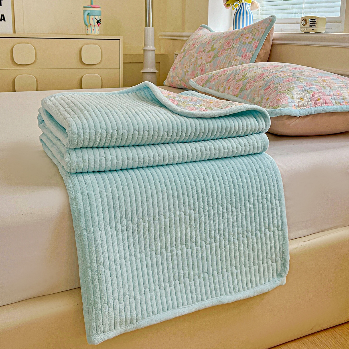 91家纺网 家纺一手货源 找家纺 恒尚居 2025新款纯棉牛奶绒学生床垫 双面两用夹棉床单床垫-秋冬款四季通用-系列一 【梦幻】A纯棉-B牛奶绒