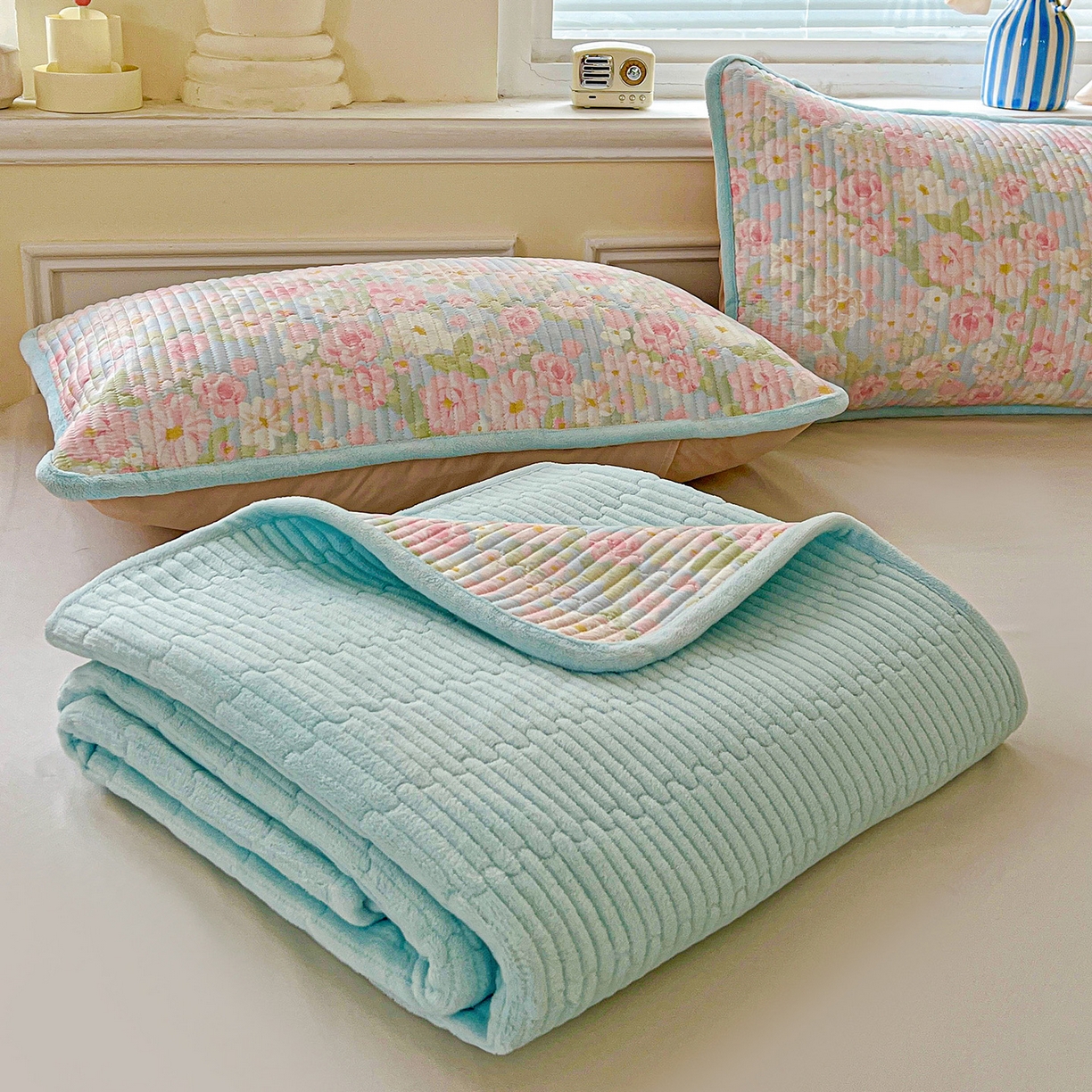 91家纺网 家纺一手货源 找家纺 恒尚居 2025新款纯棉牛奶绒学生床垫 双面两用夹棉床单床垫-秋冬款四季通用-系列一 【梦幻】A纯棉-B牛奶绒