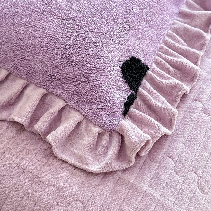 91家纺网 家纺一手货源 找家纺 唐人居 2025新款高克重阳离子牛奶绒花边夹棉床盖四件套 蝶恋花- 浅紫