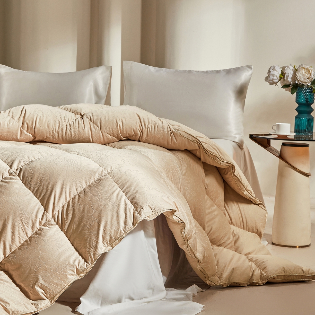 91家纺网 家纺一手货源 找家纺 织梦人羽绒工厂店 2025新款高蓬松羽绒被95鹅绒大牌同款花型-高精密提花系列 高精密提花-蒙娜丽莎金