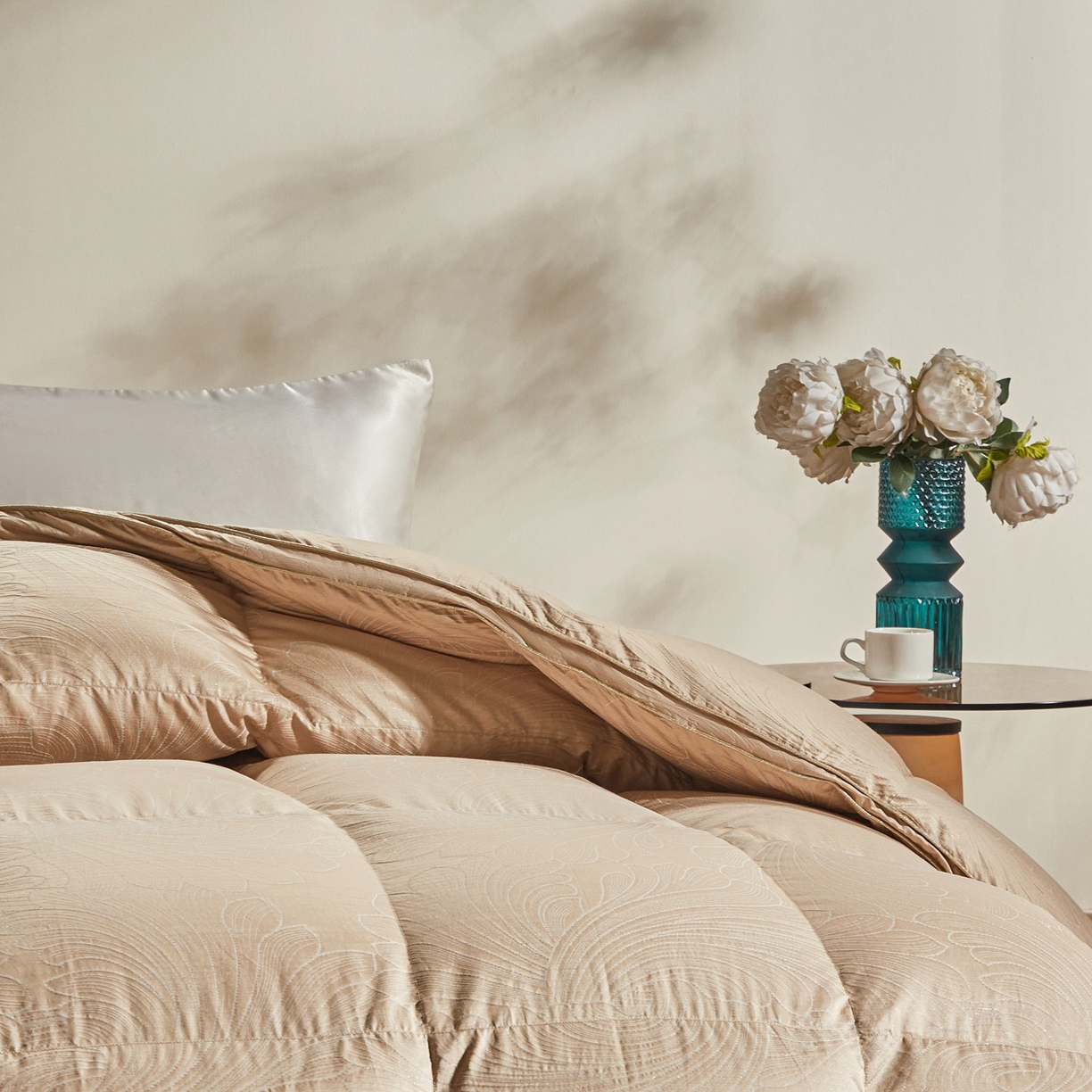 91家纺网 家纺一手货源 找家纺 织梦人羽绒工厂店 2025新款高蓬松羽绒被95鹅绒大牌同款花型-高精密提花系列 高精密提花-蒙娜丽莎金