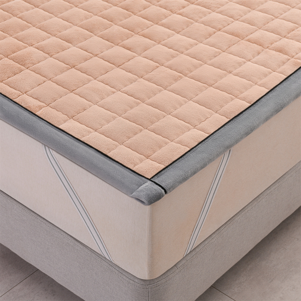 91家纺网 家纺一手货源 找家纺 欧邦 2025新款加厚臻棉绒半消光牛奶绒床垫床褥学生榻榻米薄垫子 和煦春风-米驼