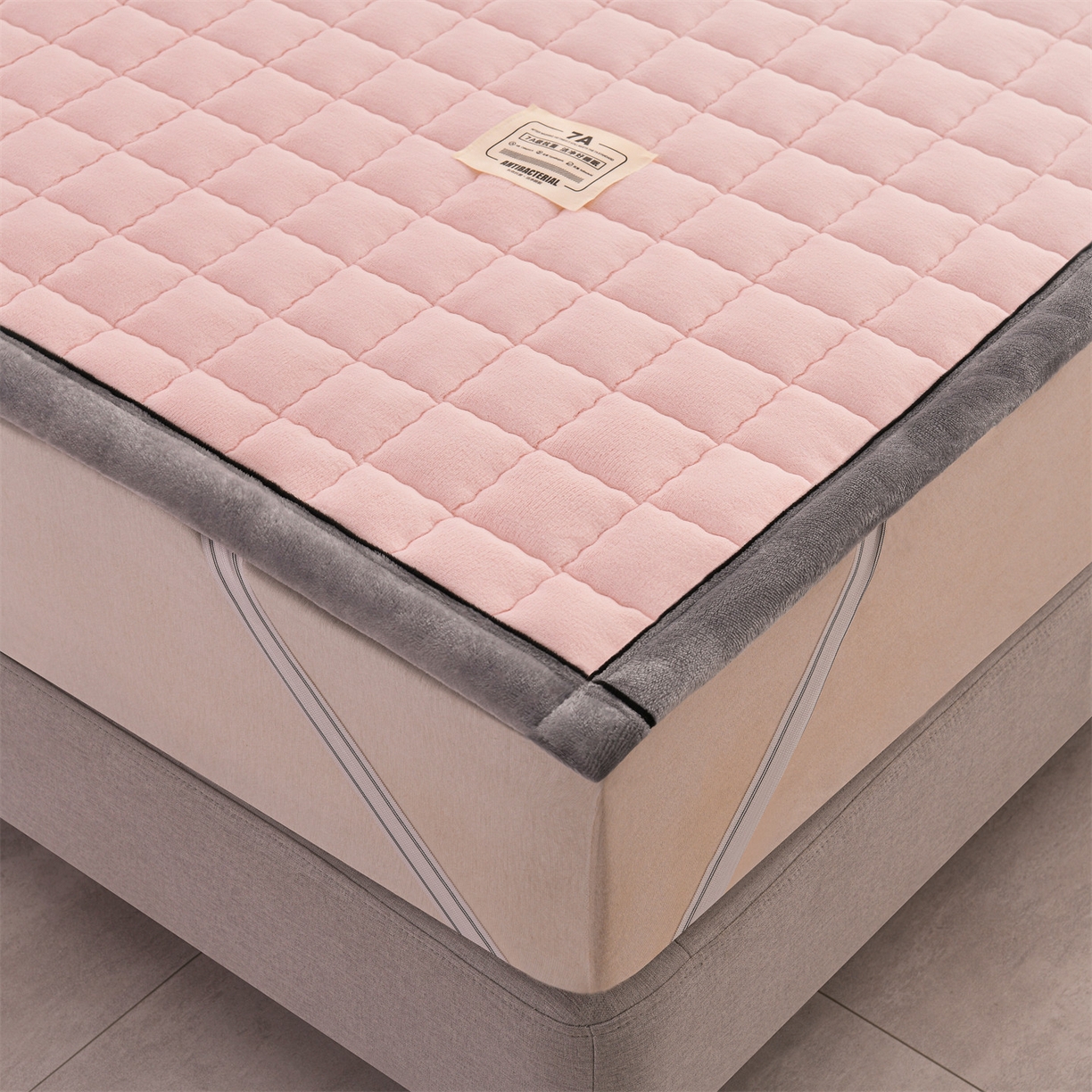 91家纺网 家纺一手货源 找家纺 欧邦 2025新款加厚臻棉绒半消光牛奶绒床垫床褥学生榻榻米薄垫子 和煦春风-雾桃