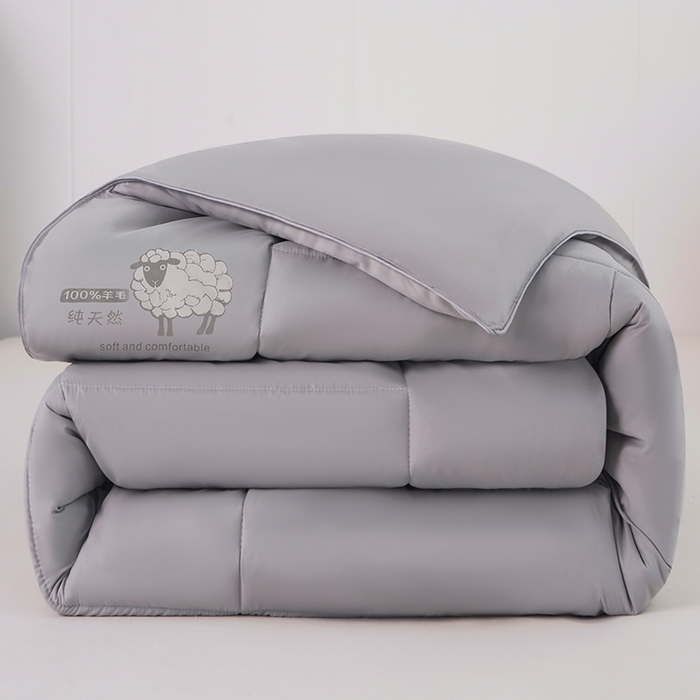 91家纺网 家纺一手货源 找家纺 乐沐家纺 2025新款亲肤舒适A类亲肤棉羊毛被被子被芯 100%澳洲羊毛被 轻银灰