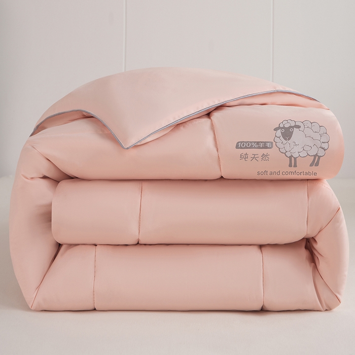 91家纺网 家纺一手货源 找家纺 乐沐家纺 2025新款亲肤舒适A类亲肤棉羊毛被被子被芯 100%澳洲羊毛被 雾晨粉