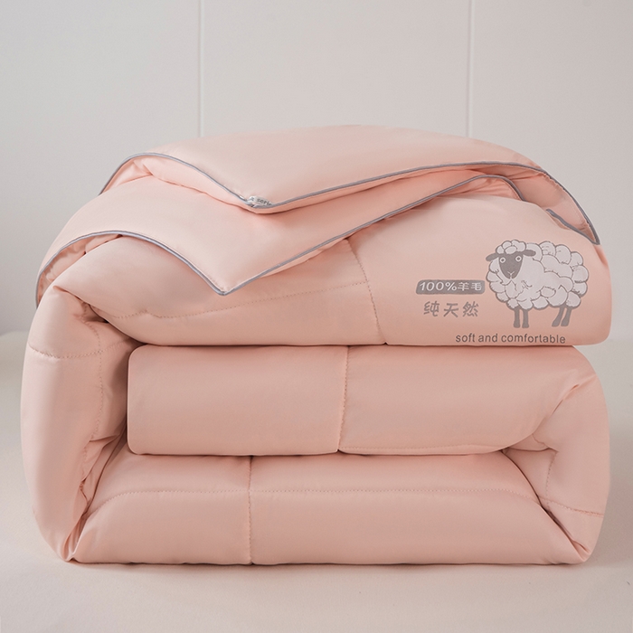 乐沐家纺 2025新款亲肤舒适A类亲肤棉羊毛被被子被芯 100%澳洲羊毛被 雾晨粉