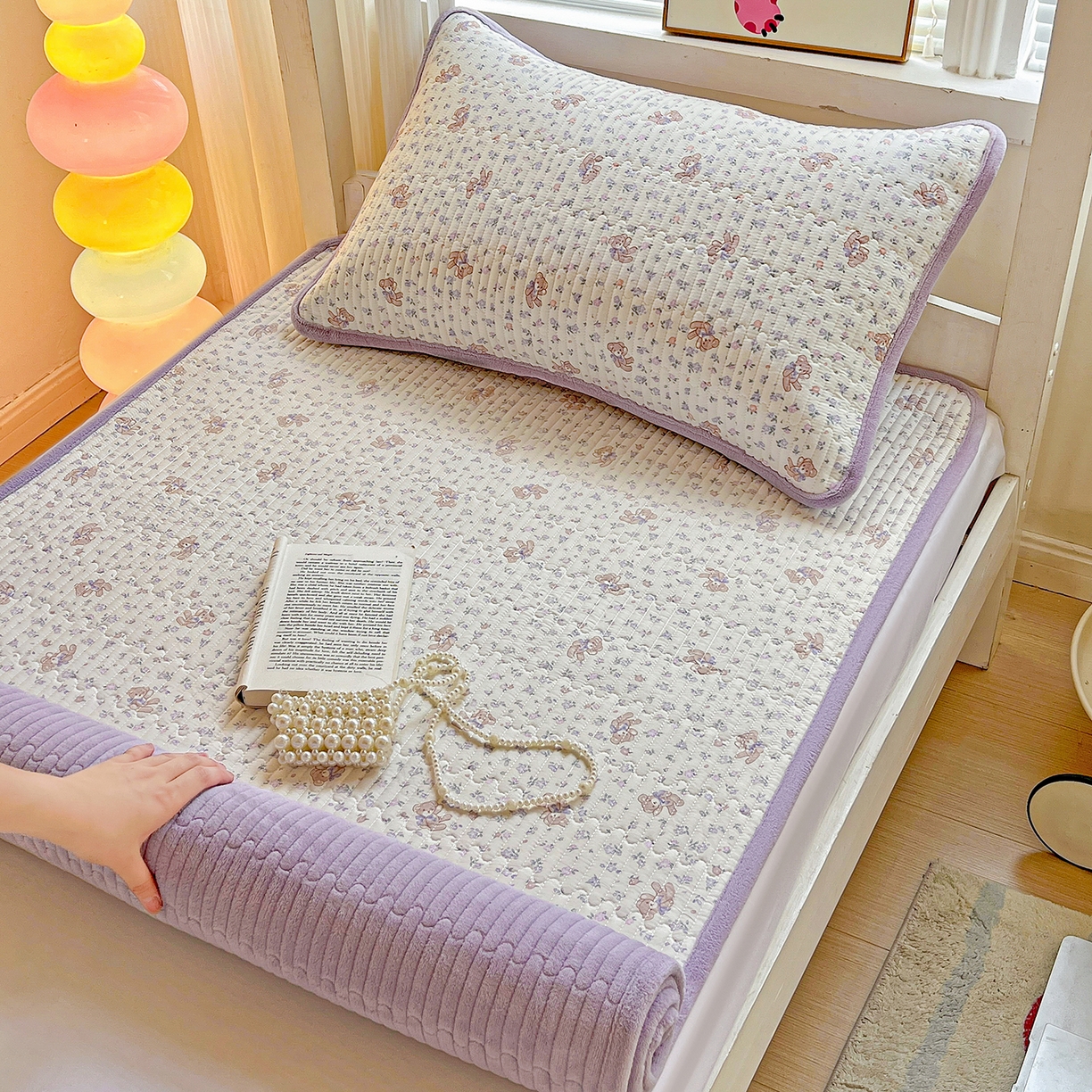 91家纺网 家纺一手货源 找家纺 （总）恒尚居 2025新款纯棉牛奶绒学生床垫 双面两用夹棉床单床垫-秋冬款 四季通用-系列二