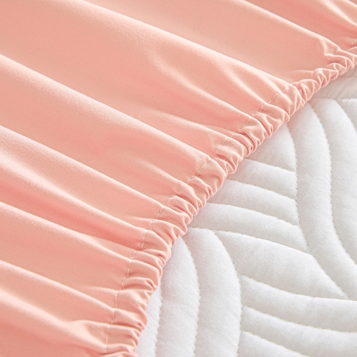 91家纺网 家纺一手货源 找家纺 九亭家纺 2025新款A类防水夹棉床笠 防水款-水波纹-豆沙