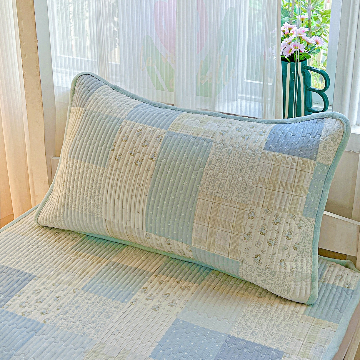 91家纺网 家纺一手货源 找家纺 恒尚居 2025新款纯棉牛奶绒学生床垫 双面两用夹棉床单床垫-秋冬款 四季通用-系列二 【芳菲-蓝】-A纯棉-B牛奶绒