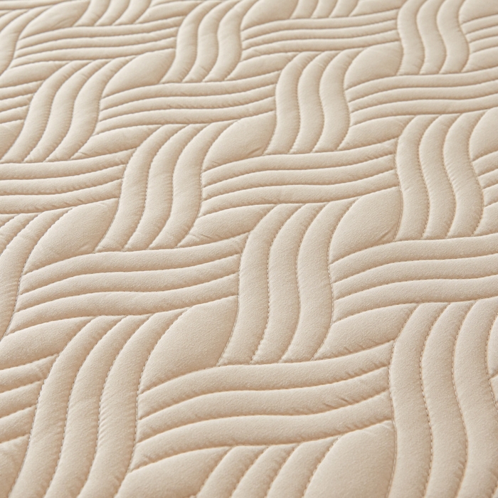 91家纺网 家纺一手货源 找家纺 九亭家纺 2025新款A类防水夹棉床笠 防水款-水波纹-奶咖